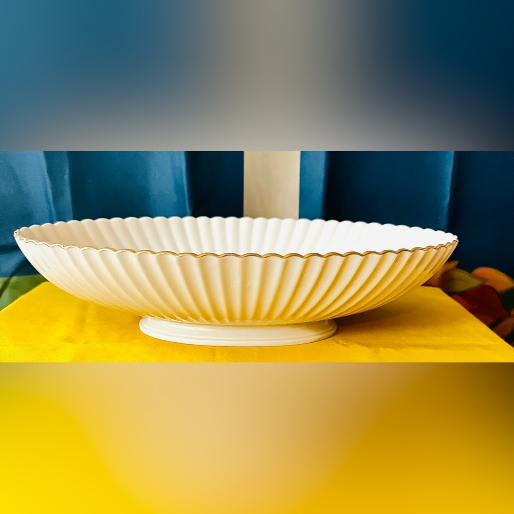 Lenox 24K Gold Trim Oval Serving Dish | Fluted Scalloped Bowl | VTG Fine China